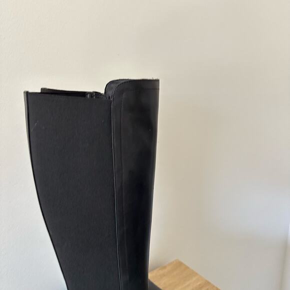 Aquatalia Leather Zip Up Block Heels Knee High Boots Black 8.5 - Picture 3 of 7